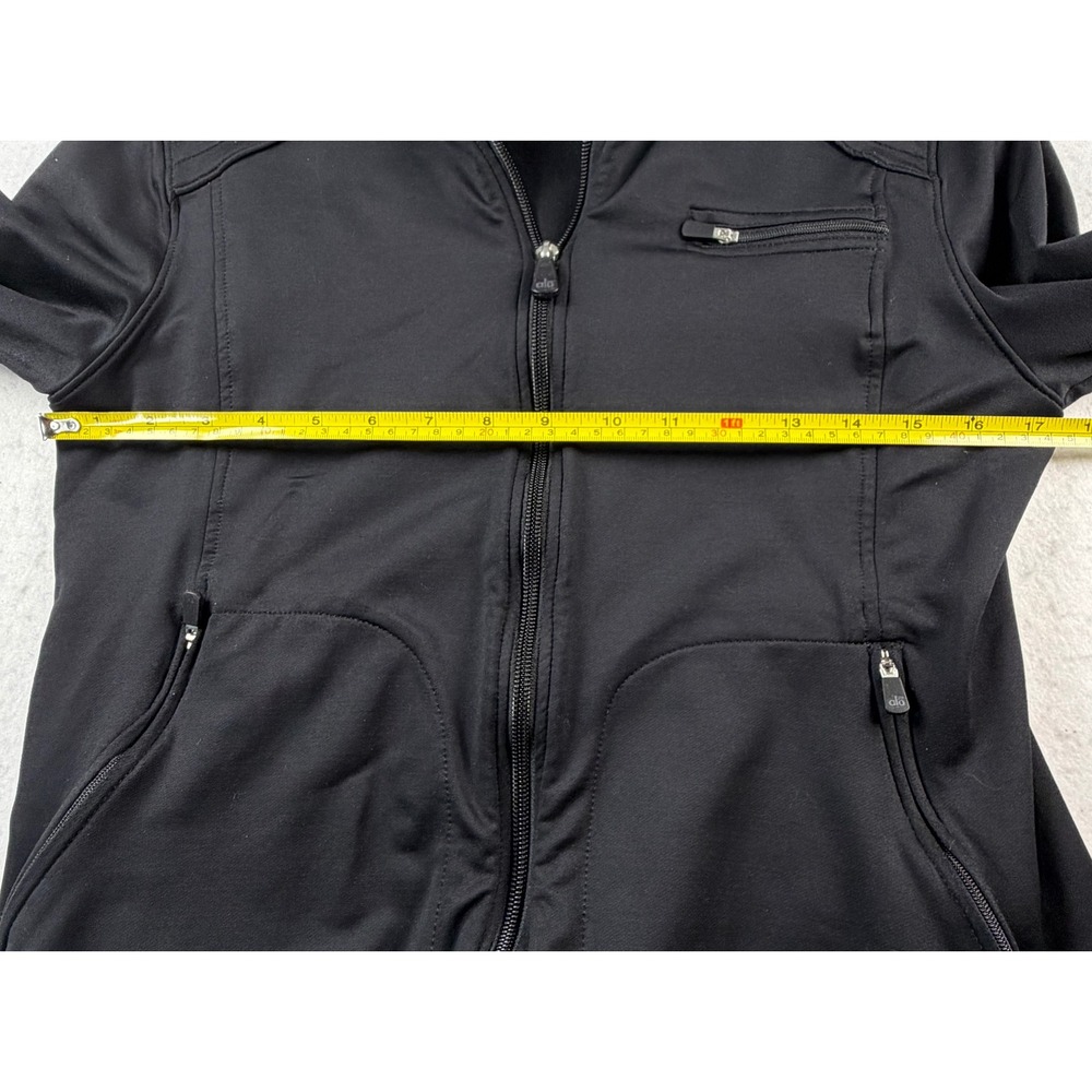 Alo Yoga Black Moto Full Zip Jacket L Thumbholes Quilted Athletic Y2K 2010 - Picture 6 of 10
